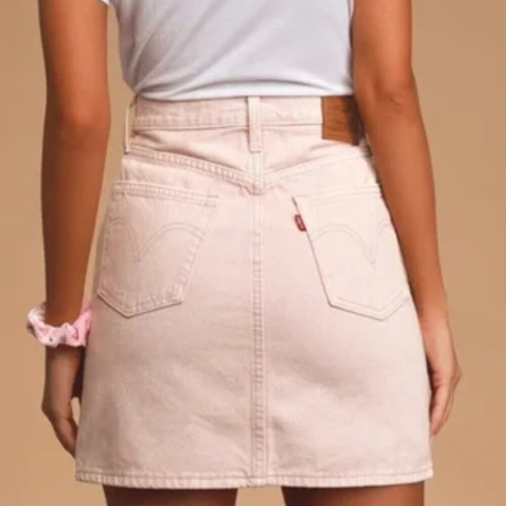 Levi’s High Rise Deconstructed Pink Denim Mini Skirt 25